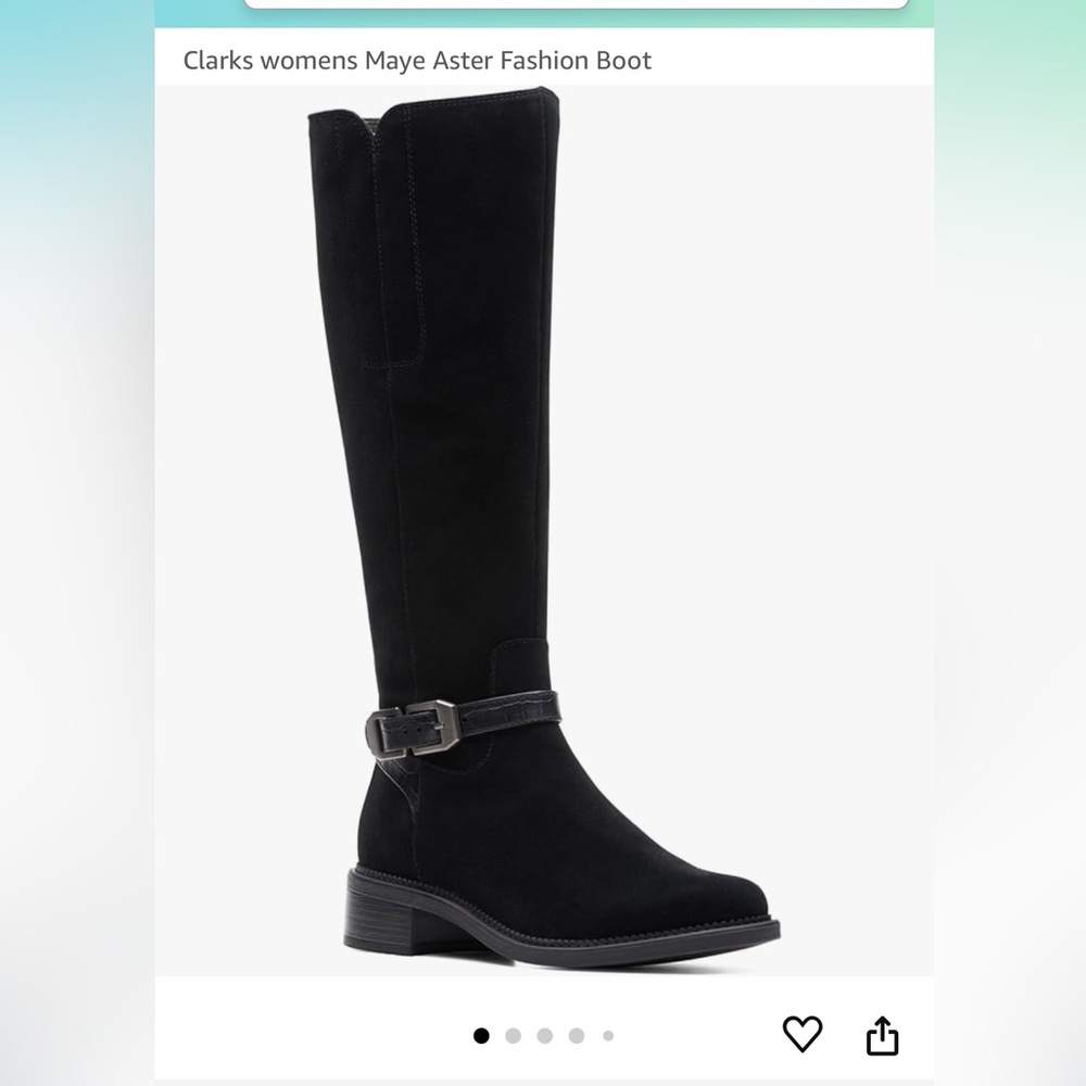 Size 11 wide Clark’s Maye Astor boots, black suede.
